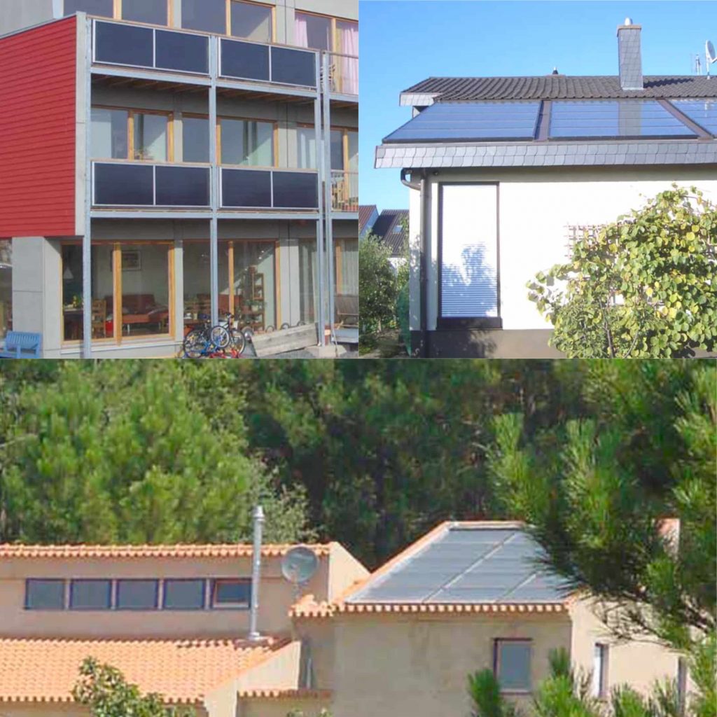 Collage aus Referenzen mit Solarmodulen